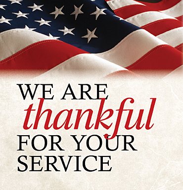 We Are Thankful for Your Service